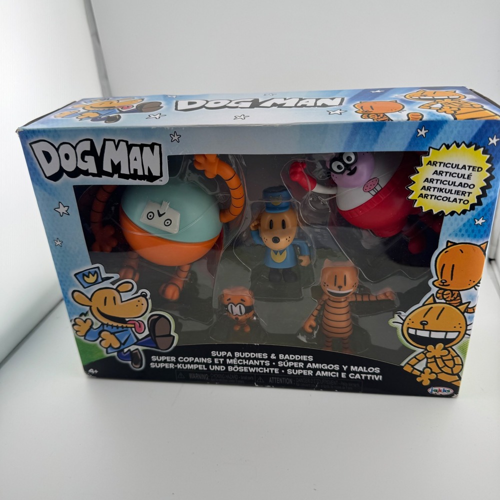 Jakks Dog Man Supa Buddies & Baddies Action Figure Set Kids 2.5" Multi New NIB